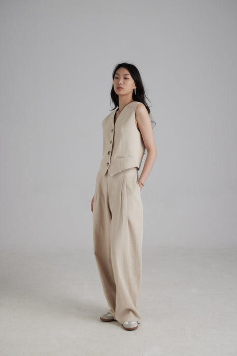 TR2418 Aria Cotton-linen Wide-leg Pants