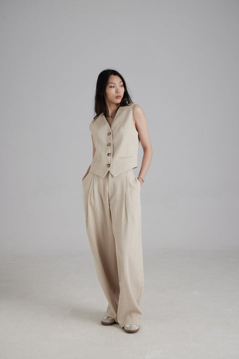 TR2418 Aria Cotton-linen Wide-leg Pants