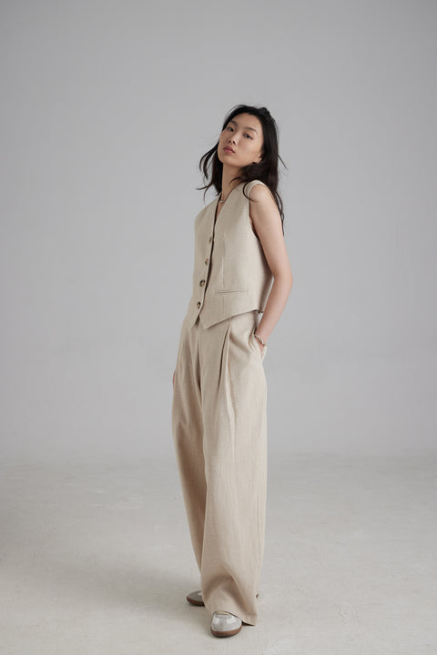 TR2418 Aria Cotton-linen Wide-leg Pants