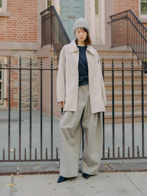 Sky Gray Vicuna Blended Coat