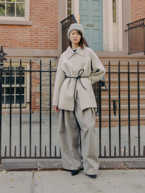 Sky Gray Vicuna Blended Coat