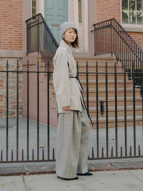 Sky Gray Vicuna Blended Coat