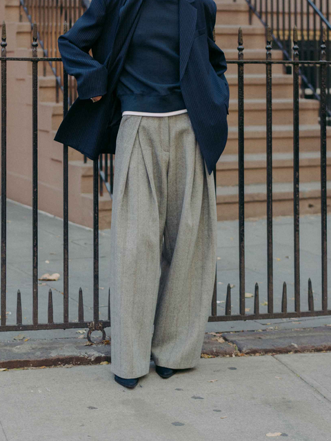 Hayes Herringbone Tweed Wide Leg Pants