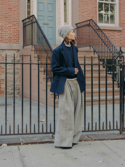 Hayes Herringbone Tweed Wide Leg Pants