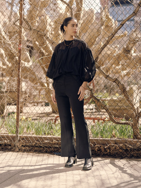 TR2419 Mesh Puff Sleeve Top