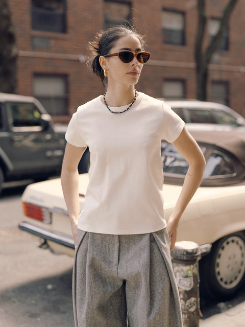 CZ25011 White Embroidered Tee