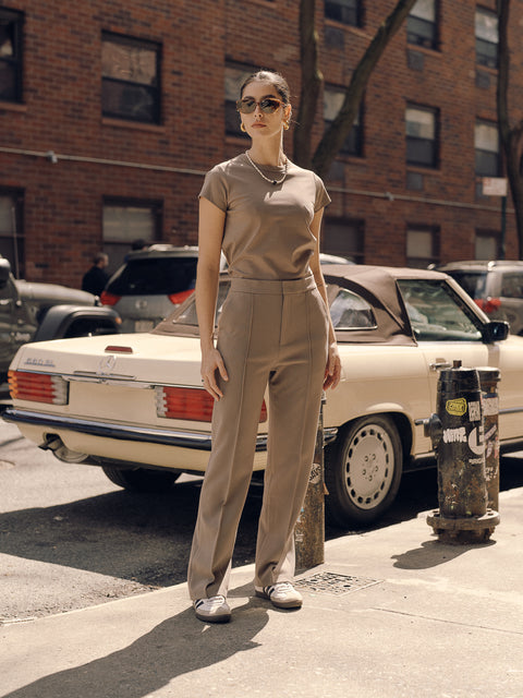 CZ25012 Etoupe Grey Embroidered Tee