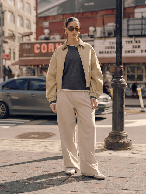 CZ25005 Contrast Collar Structured Bomber Jacket