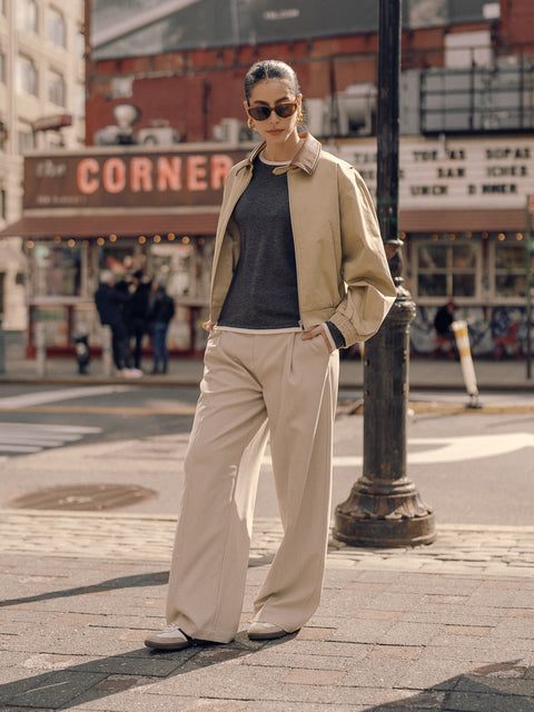 CZ25005 Contrast Collar Structured Bomber Jacket