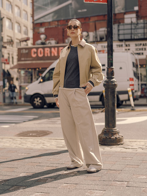 CZ25005 Contrast Collar Structured Bomber Jacket