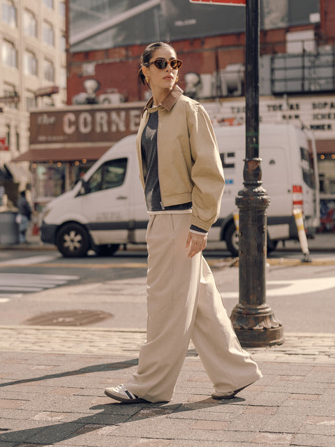 CZ25005 Contrast Collar Structured Bomber Jacket