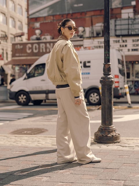 CZ25005 Contrast Collar Structured Bomber Jacket