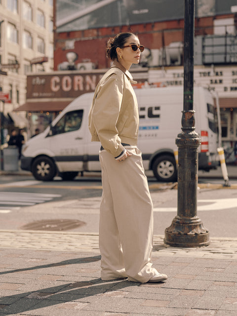 CZ25005 Contrast Collar Structured Bomber Jacket