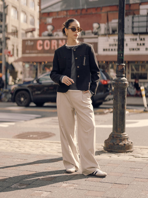 CZ25007 Black Textured Classic Box Jacket