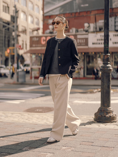 CZ25007 Black Textured Classic Box Jacket