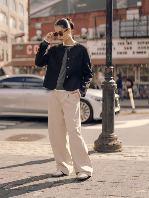 CZ25007 Black Textured Classic Box Jacket