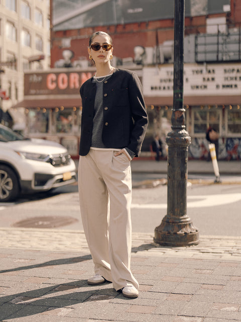 CZ25007 Black Textured Classic Box Jacket