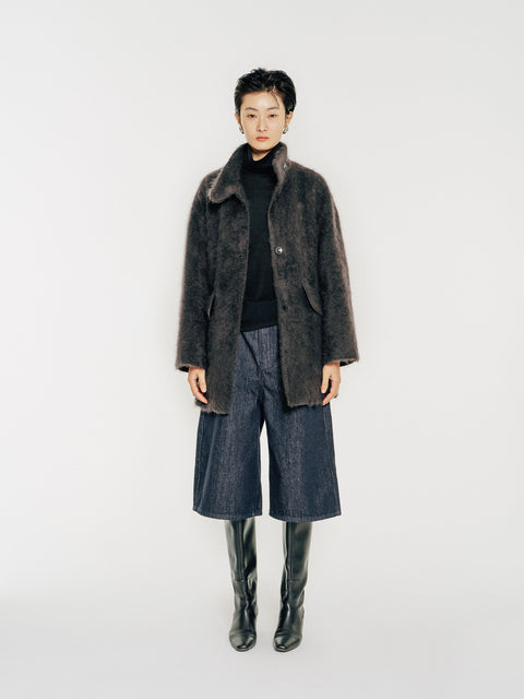 Arden Brushed Wool-Cashmere Coat Charcoal