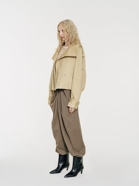 Lennon High-Collar Cotton Twill Trench Jacket