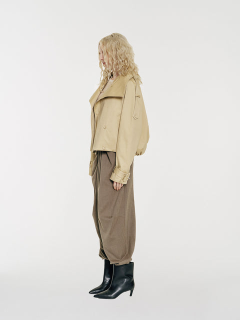 Lennon High-Collar Cotton Twill Trench Jacket