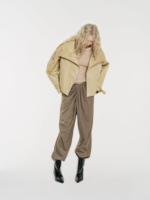 Lennon High-Collar Cotton Twill Trench Jacket