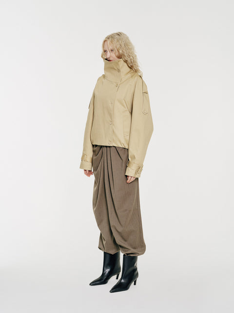 Lennon High-Collar Cotton Twill Trench Jacket