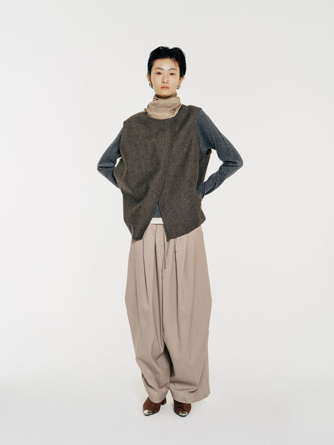 August Wool Vest with Scarf Dark Brown