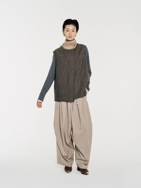 August Wool Vest with Scarf Dark Brown