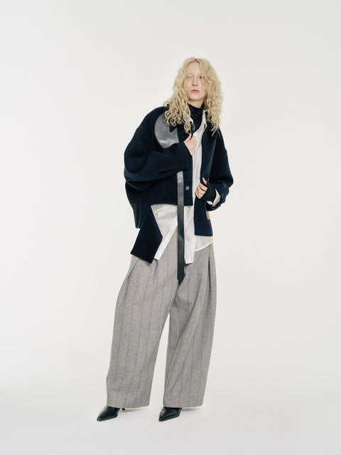 GV Vegan Leather Detailed Jacket Noir Navy