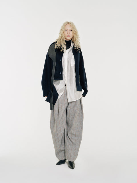 GV Vegan Leather Detailed Jacket Noir Navy