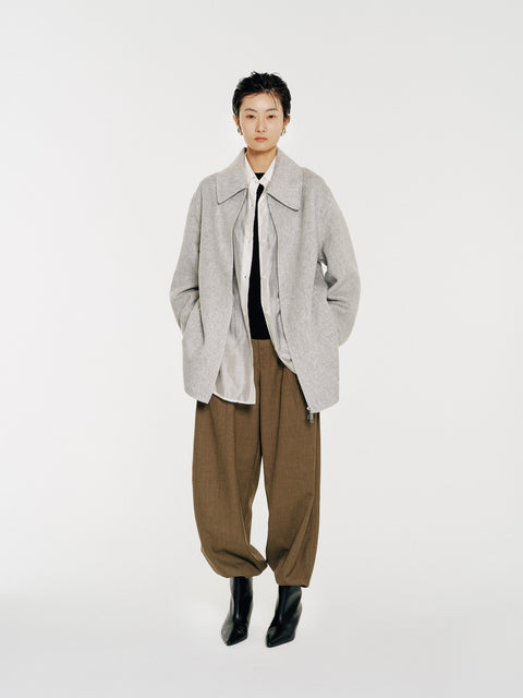 Sky Gray Vicuna Blended Coat
