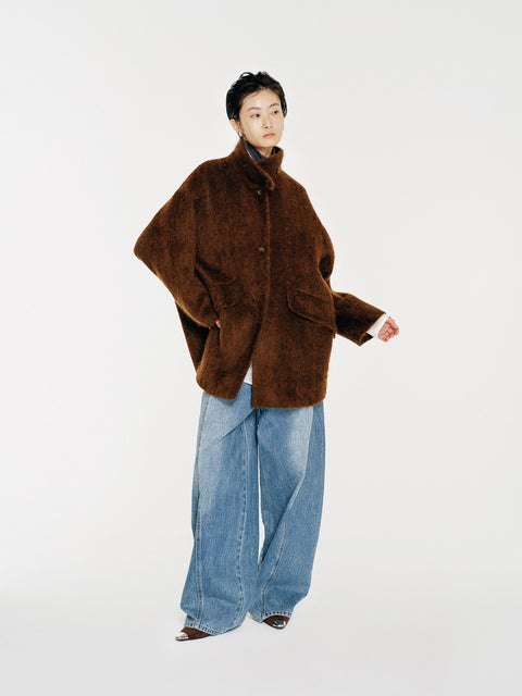 Arden Brushed Wool-Cashmere Coat Brown