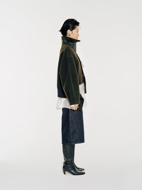 GV Vegan Leather Detailed Jacket Noir Olive