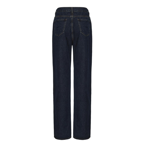 CZ25042 Dark Blue Straight-Leg Jeans