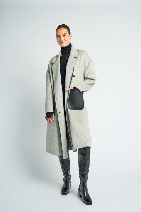 JL107A Marie Vicuña blended oversized coat - Light Gray