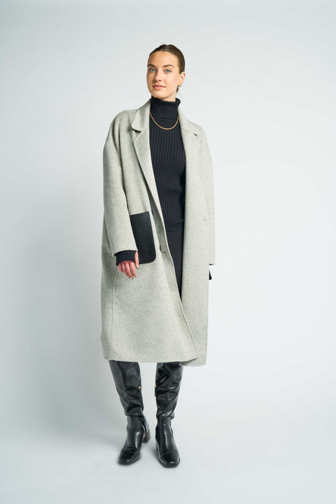 JL107A Marie Vicuña blended oversized coat - Light Gray