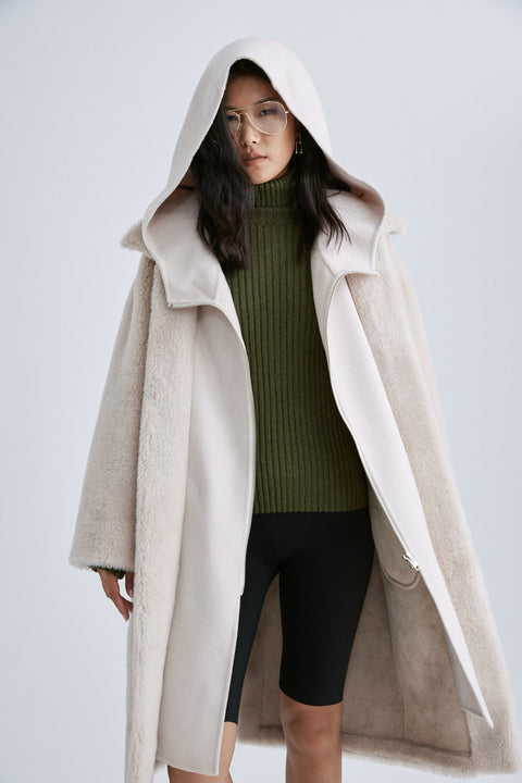 MJ091A Glacier Faux Shearling Coat
