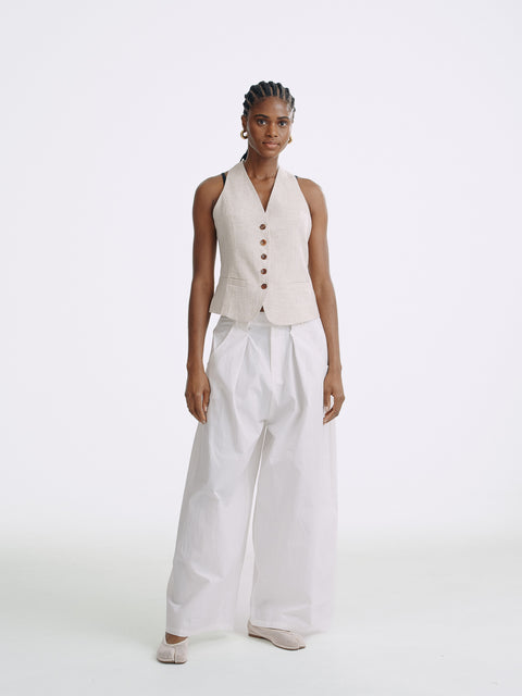 LT26033B Tailored Button Vest Natural