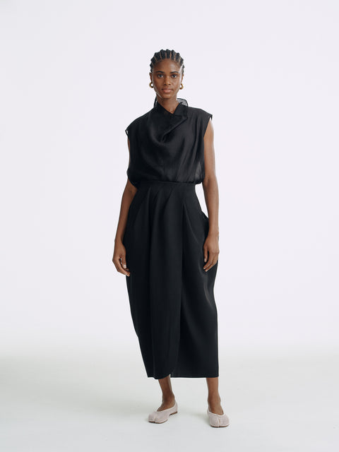 LT26048 Sheering Drape Front Top