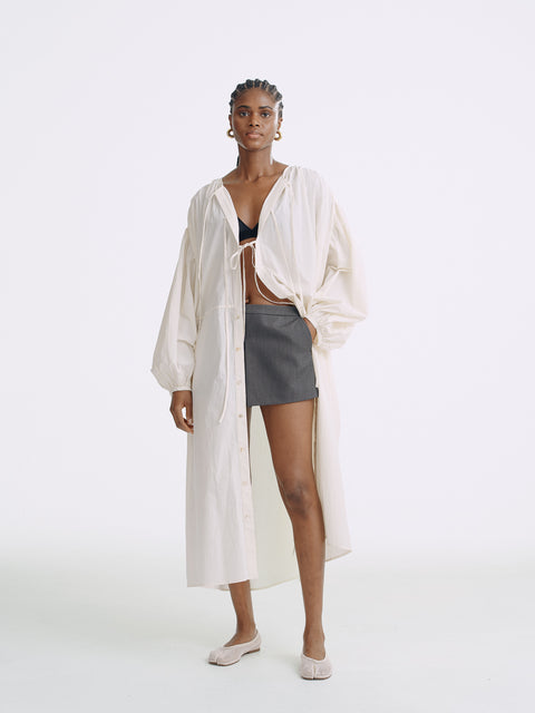 LT26057 Tie Front Maxi Blouse