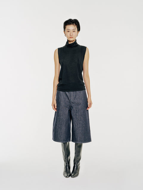 LT25112 Wide-Leg Denim Culottes