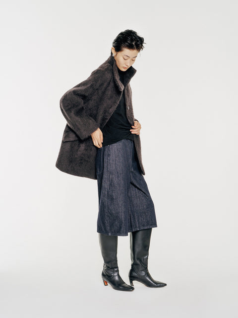 Arden Brushed Wool-Cashmere Coat Charcoal