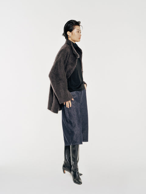 Arden Brushed Wool-Cashmere Coat Charcoal
