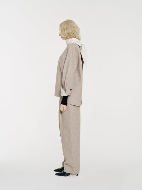 August Structured Wool Trousers Beige
