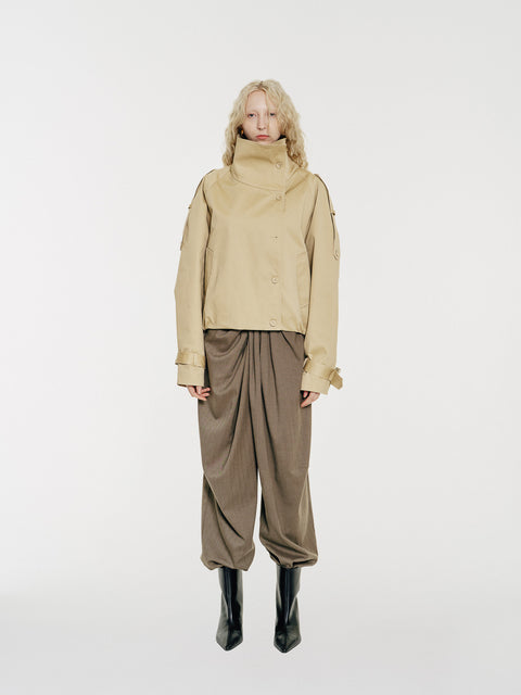 Lennon High-Collar Cotton Twill Trench Jacket