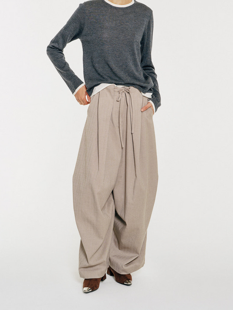 Tate Wool-Blended Barrel Pleated Pants