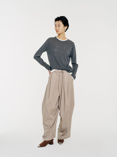 Tate Wool-Blended Barrel Pleated Pants