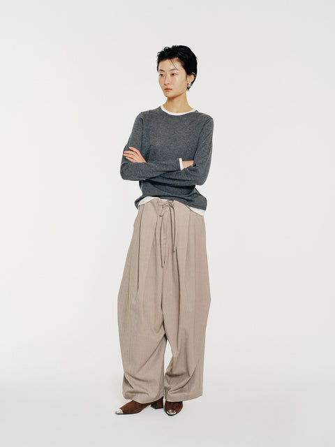Tate Wool-Blended Barrel Pleated Pants
