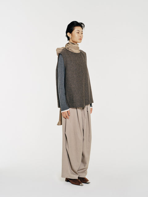 August Wool Vest with Scarf Dark Brown