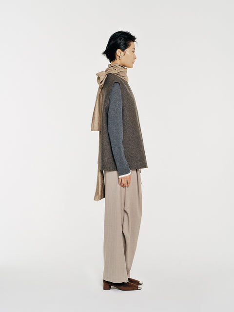 August Wool Vest with Scarf Dark Brown